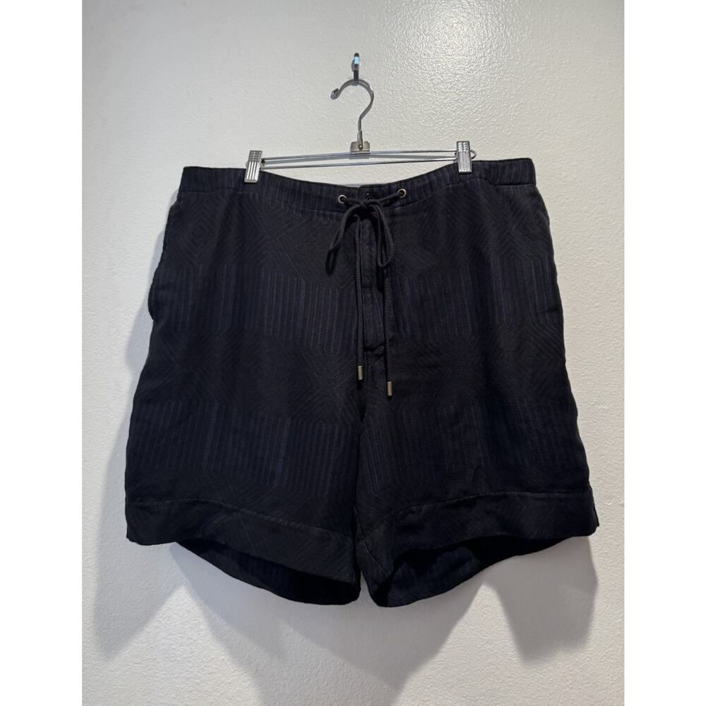 Banana Republic‎ Shorts Men’s Size Large Linen Cotton Blend Navy Black Jacquard
